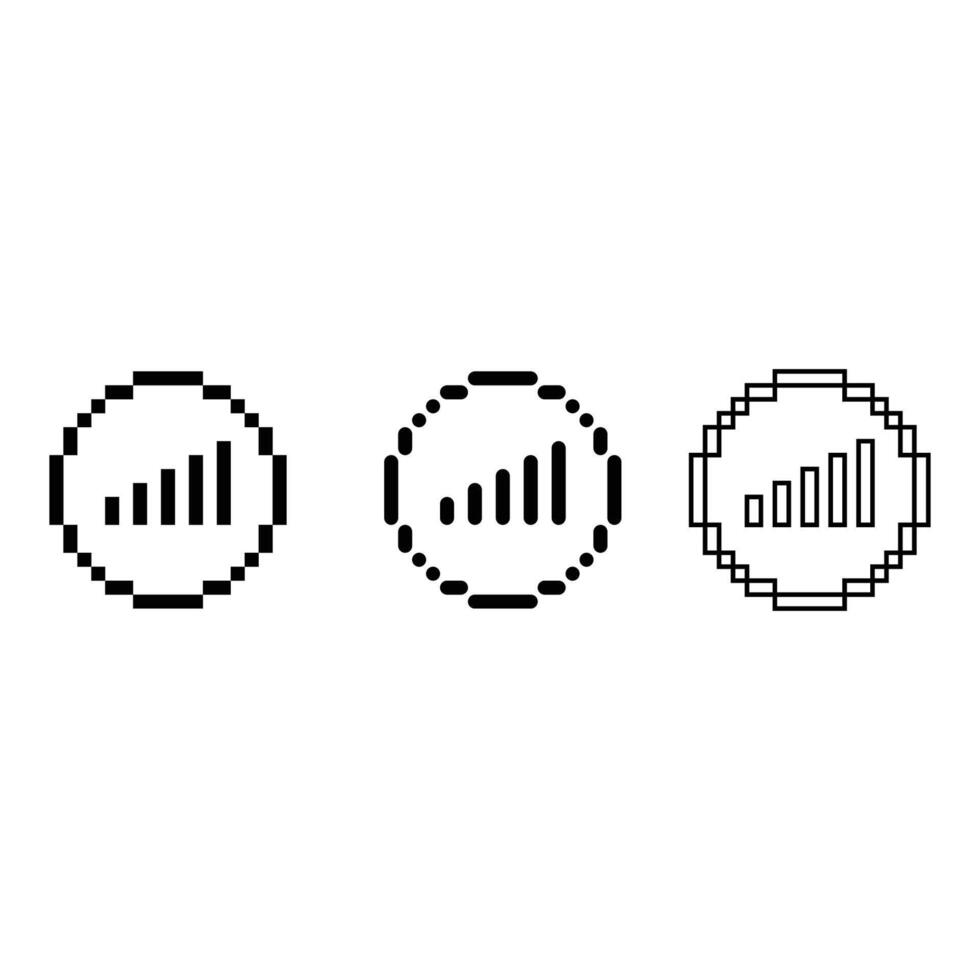 Pixel art outline sets icon of network in variation color.Wifi network icon on pixelated style. 8bits perfect for game asset or design asset element for your game design. Simple pixel art icon asset. vector