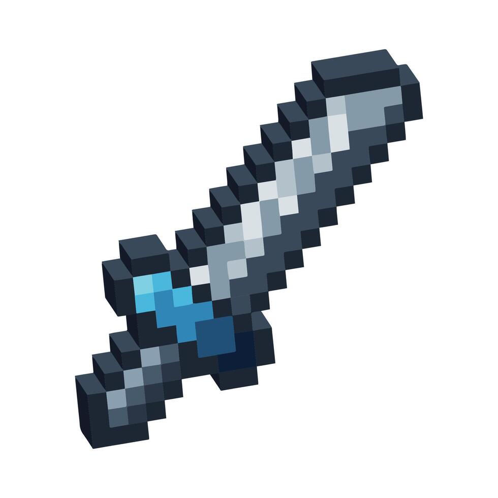 Isometric Pixel art 3d of sword fighting icon for items asset.Fight icon on pixel bits style.8-bits perfect for game asset,design asset element,app,website, Vector illustration.