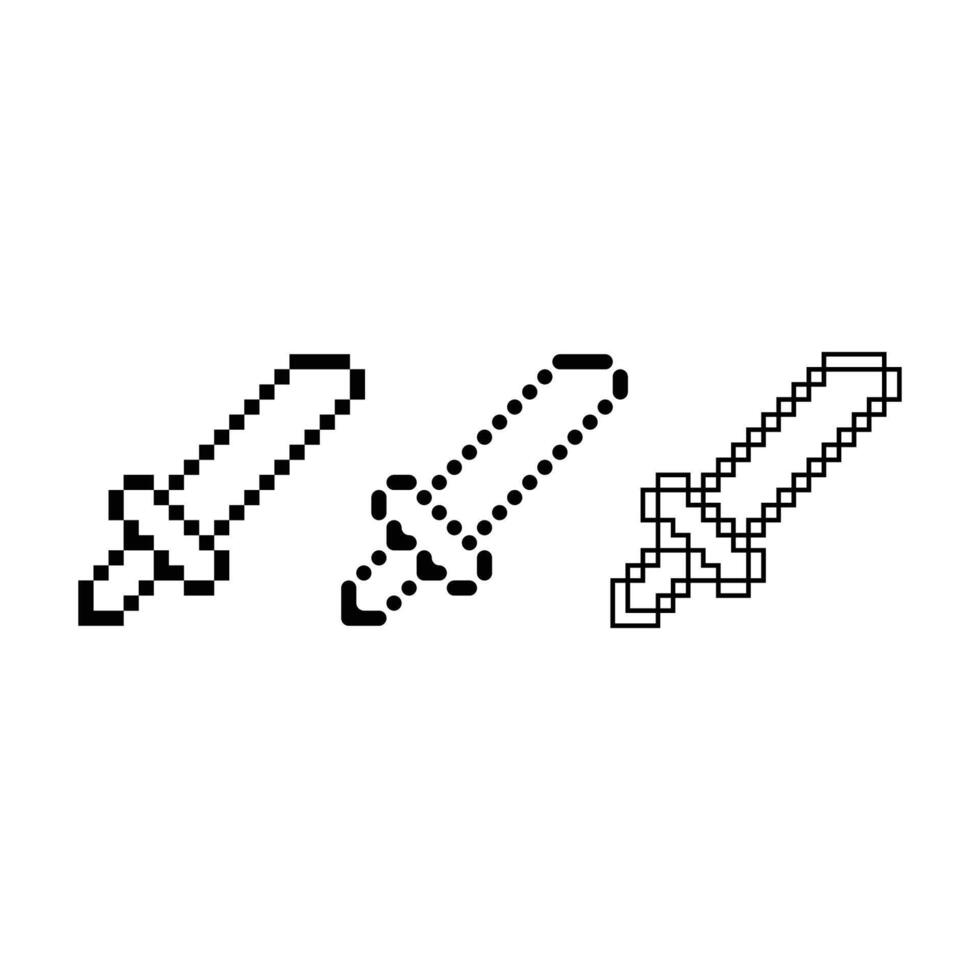 Pixel art outline sets icon of sword fight variation color. Sword icon on pixelated style. 8bits perfect for game asset or design asset element for your game design. Simple pixel art icon asset. vector