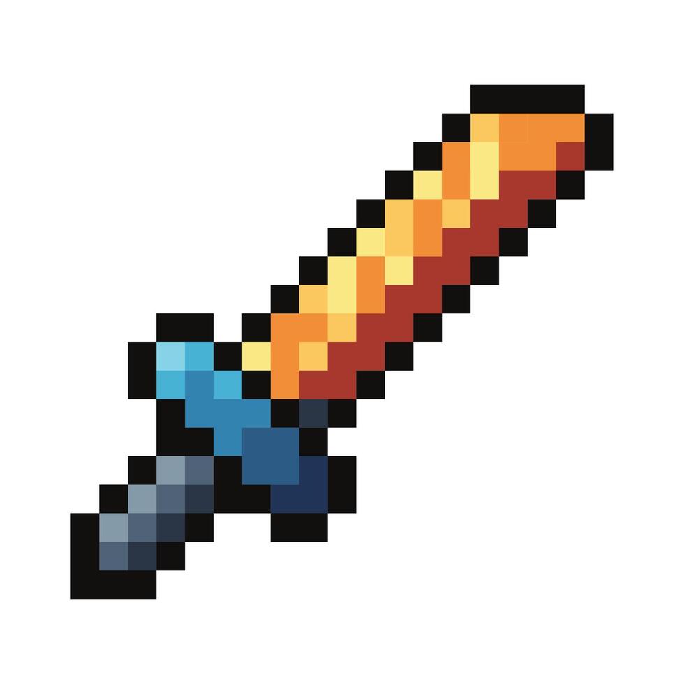 Pixel art sets icon of sword fight variation color. Sword icon on pixelated style. 8bits perfect for game asset or design asset element for your game design. Simple pixel art icon asset. vector