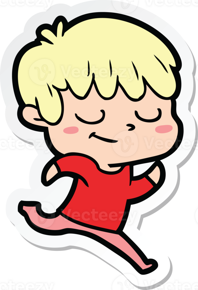 sticker of a cartoon happy boy png