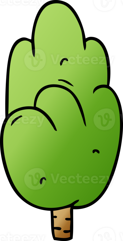 gradient cartoon doodle single green tree png