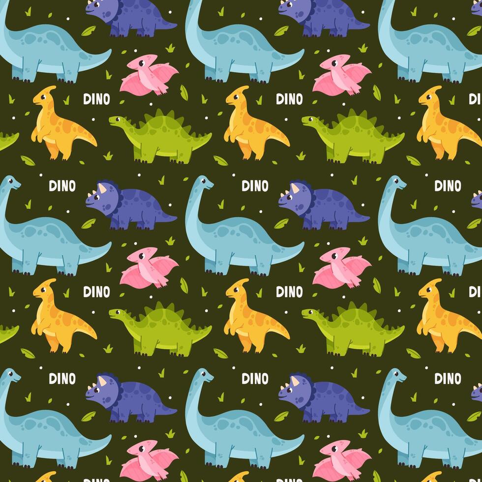 Cute pattern with dinosaurs vector