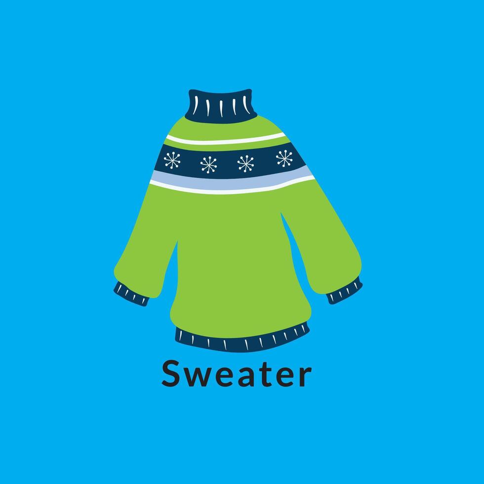 Handdrawn vector illustrations of warm winter and autumn woolen sweaters in pastel scandinavian style colors