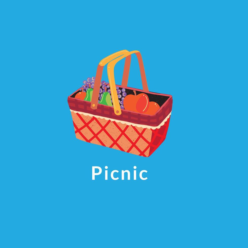 dibujos animados picnic cesta en un transparente antecedentes vector