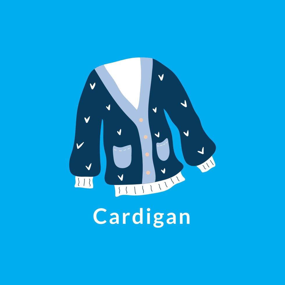 un cárdigan es un versátil y eterno pedazo de ropa ese pertenece a el suéter familia vector