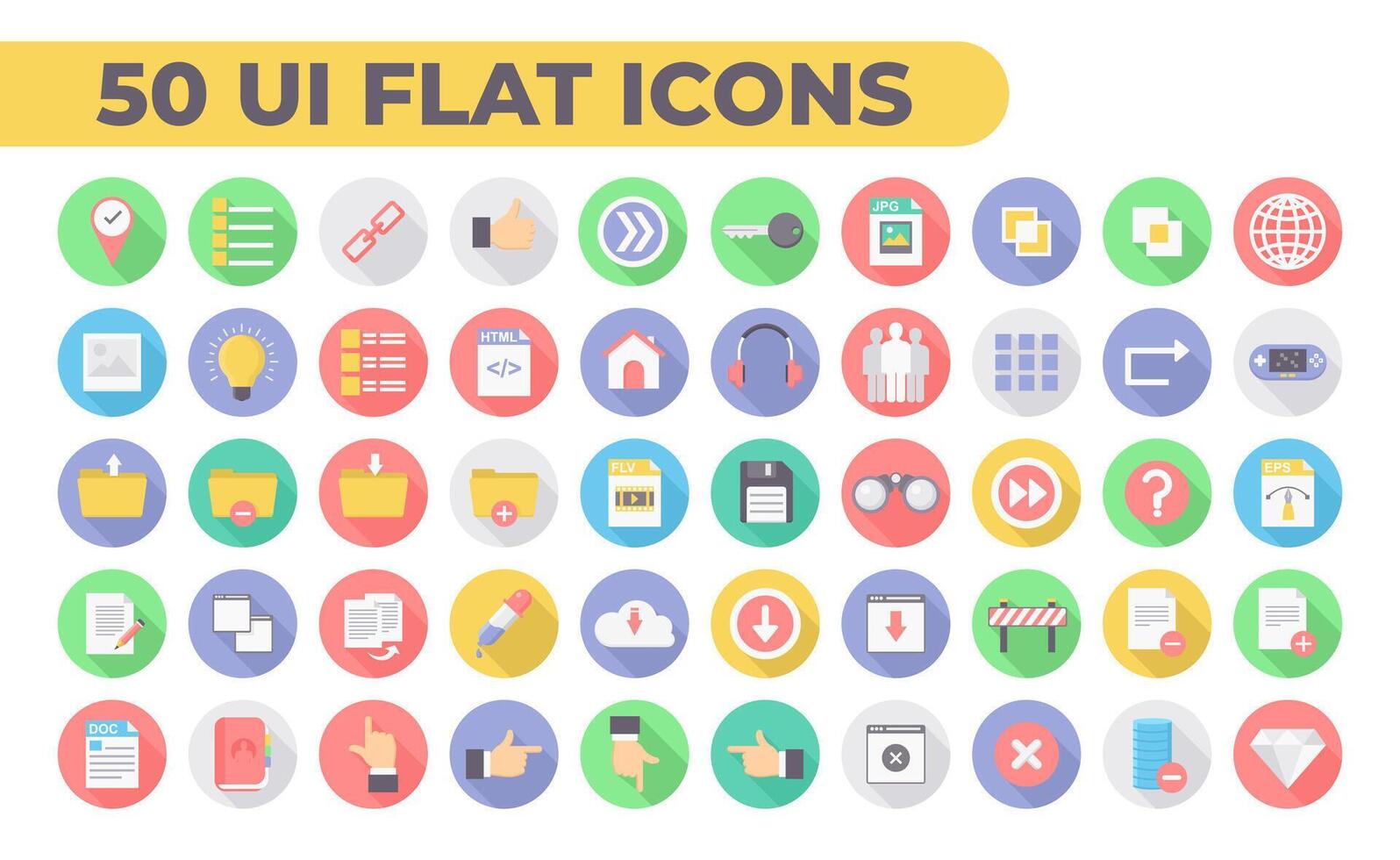 Set Flat User Interfaces Icon vector