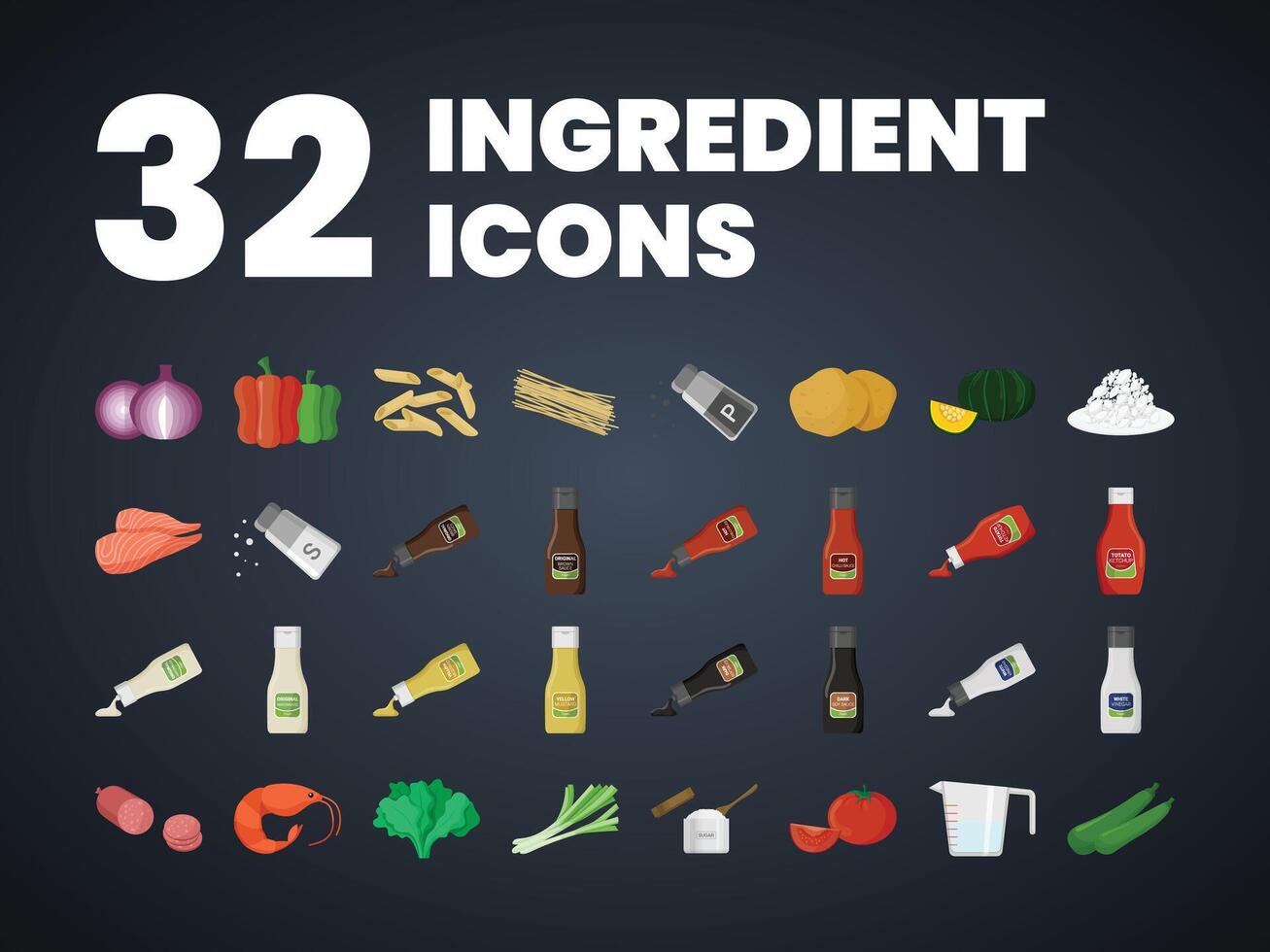 Set Ingredient Icons. food collection vector