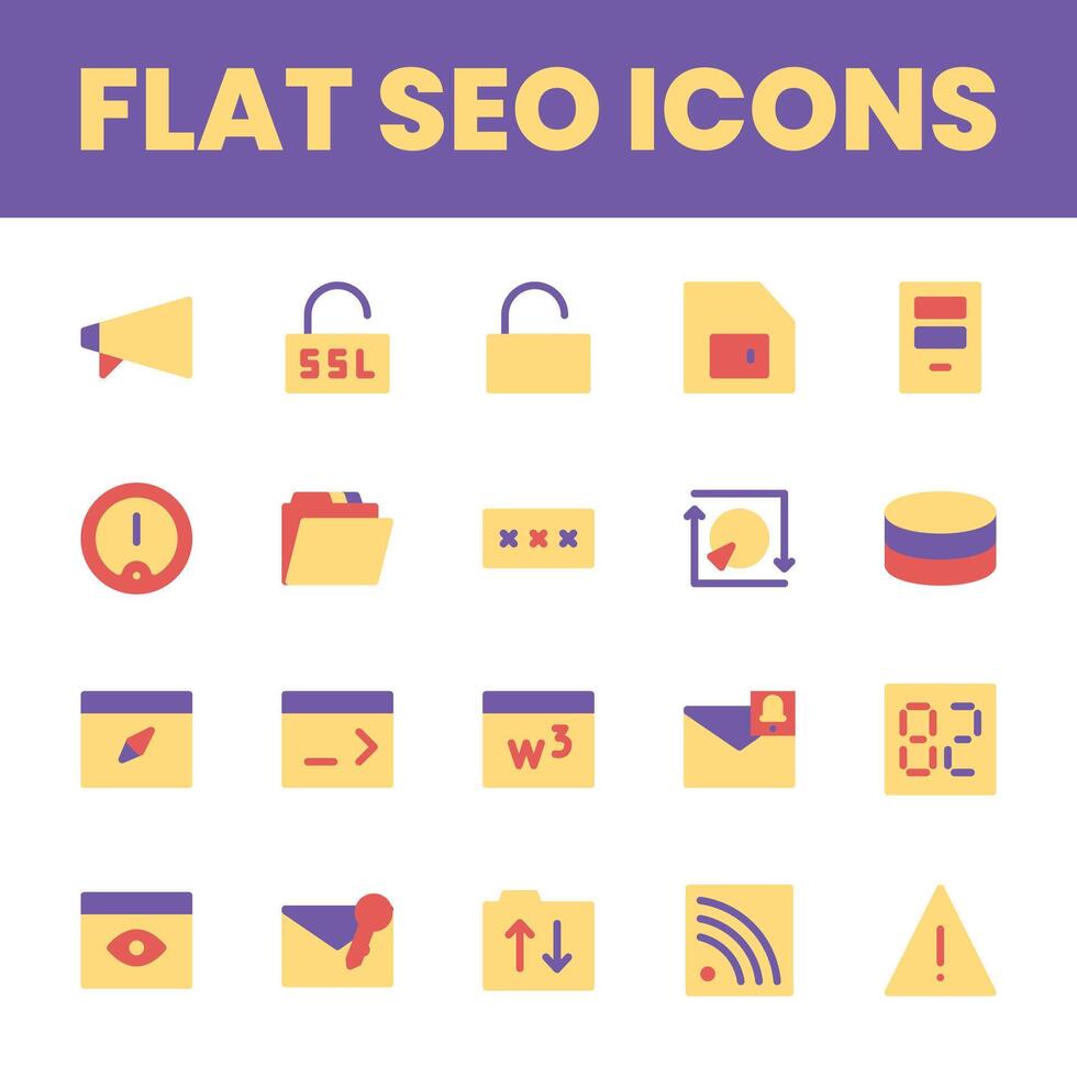 Set Flat Search Optimization Engine Icon vector