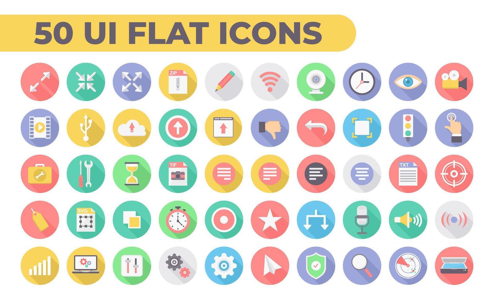 Set Flat User Interfaces Icon vector