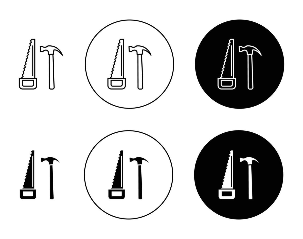 Hand saw and hammer icon vector