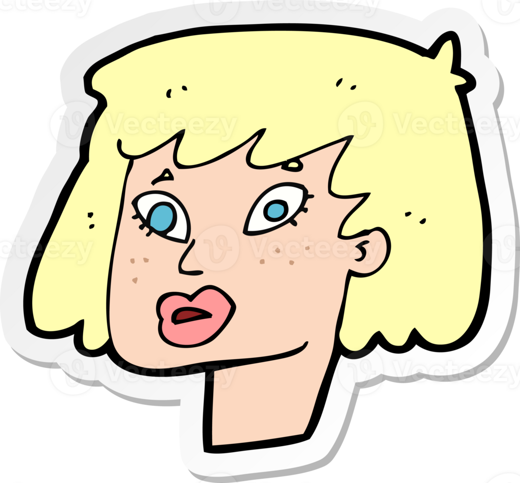 sticker of a cartoon pretty female face png