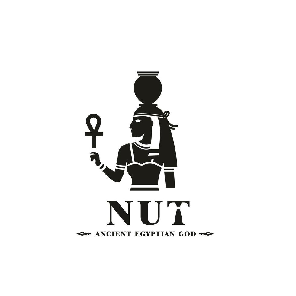 Ancient egyptian god nut silhouette, middle east god Logo vector