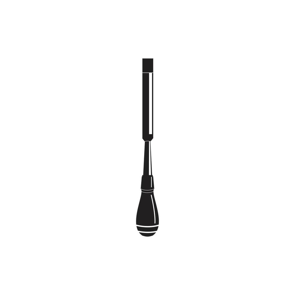 Vintage retro hipster chisel. Traditional silhouette icon carpentry tools on white background. vector