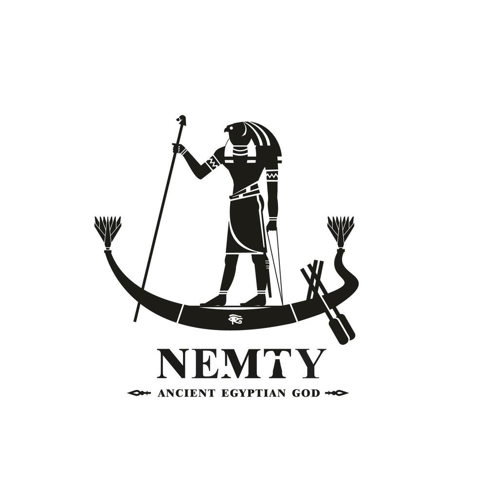 Ancient egyptian god nemty silhouette, middle east god Logo vector