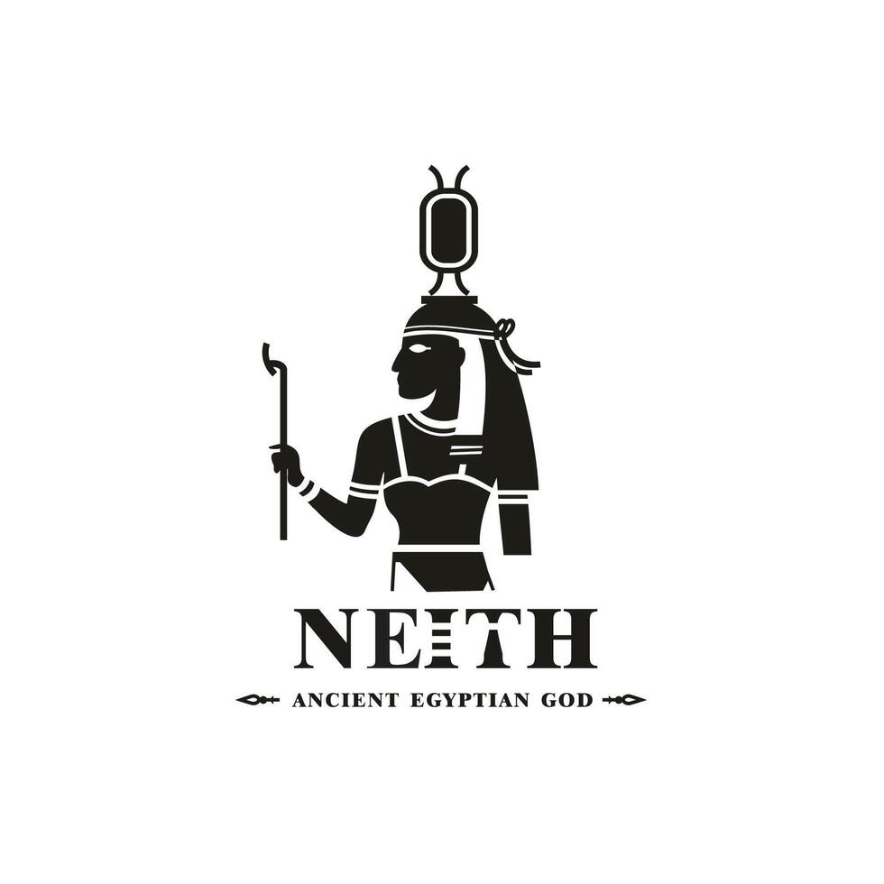 Ancient egyptian god neith silhouette, middle east god Logo vector