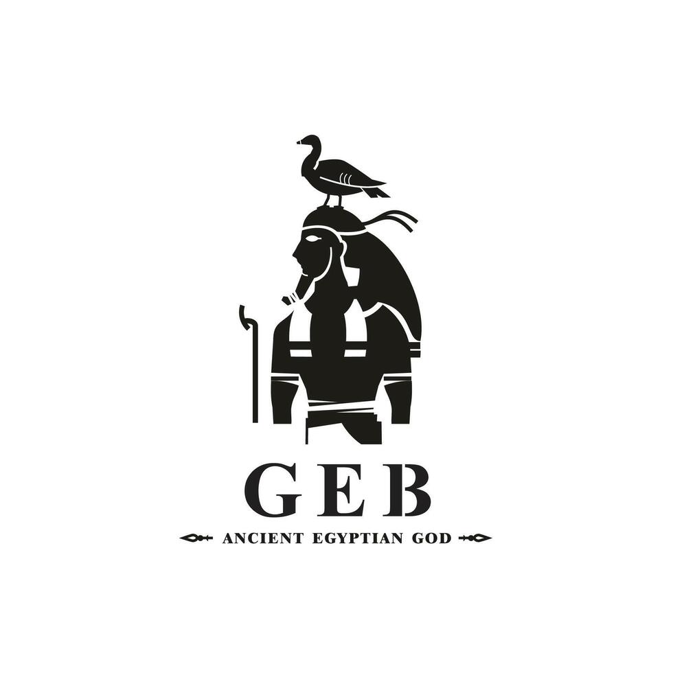 Ancient egyptian god geb silhouette, middle east god Logo vector