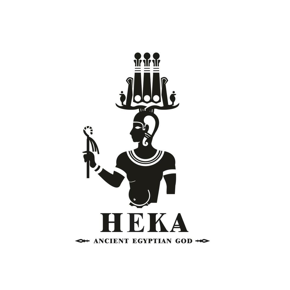 Ancient egyptian god heka silhouette, middle east god Logo vector
