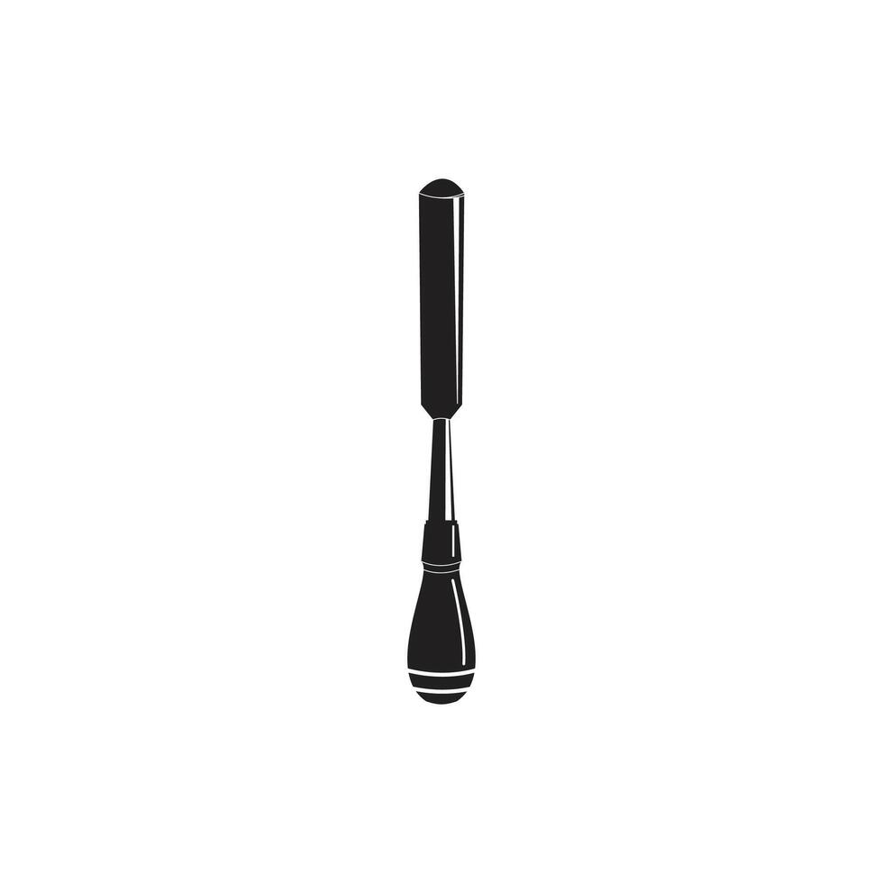 Vintage retro hipster chisel. Traditional silhouette icon carpentry tools on white background. vector