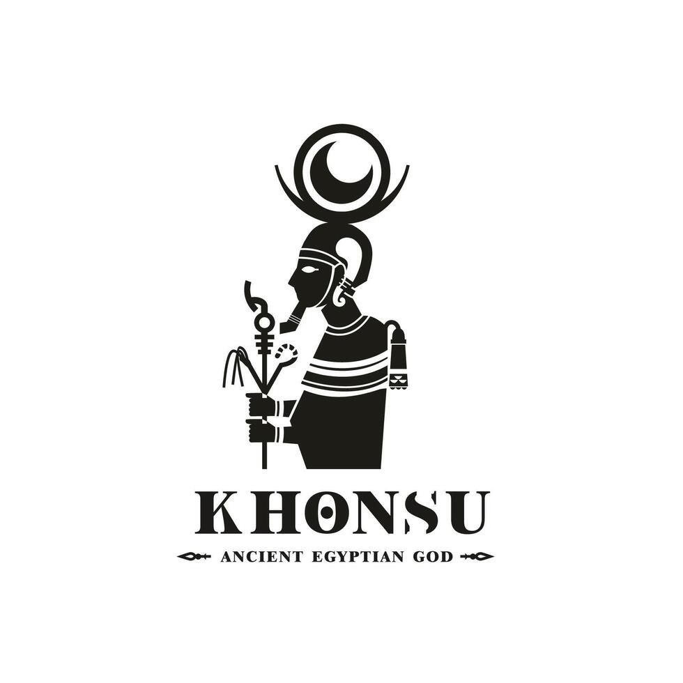 Ancient egyptian god khonsu silhouette, middle east god Logo vector