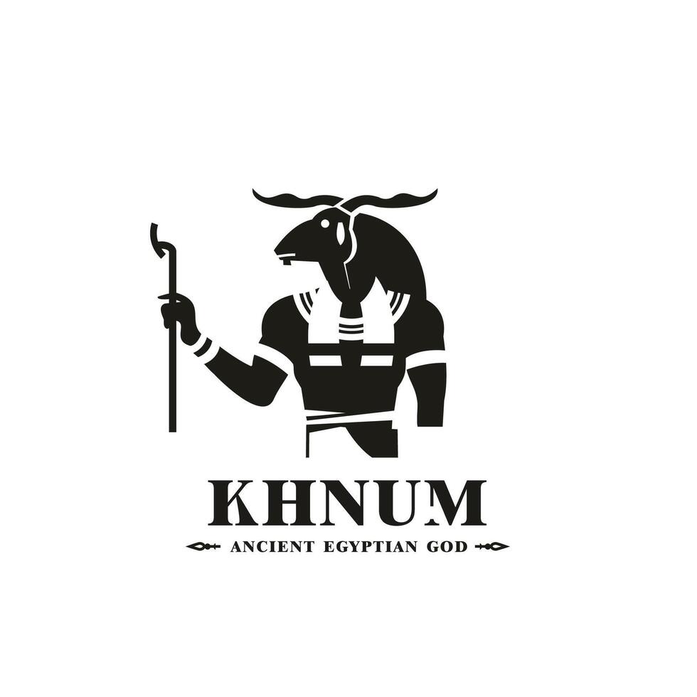 Ancient egyptian god khnum silhouette, middle east god Logo vector