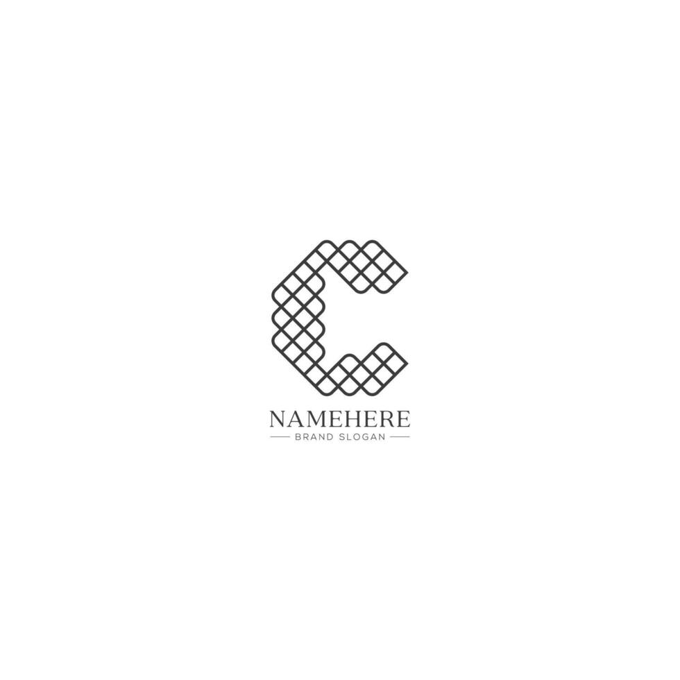 Calligraphic initial letter c logo vector illustration design template