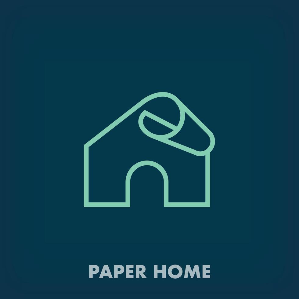 Creative paper folding house logo design. Linear paper art template. ecological house. vector