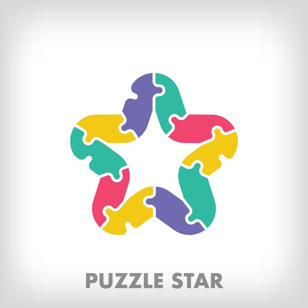 Creative puzzle star logo. Unique color transitions. Education and reading and growth stage logo template. vector