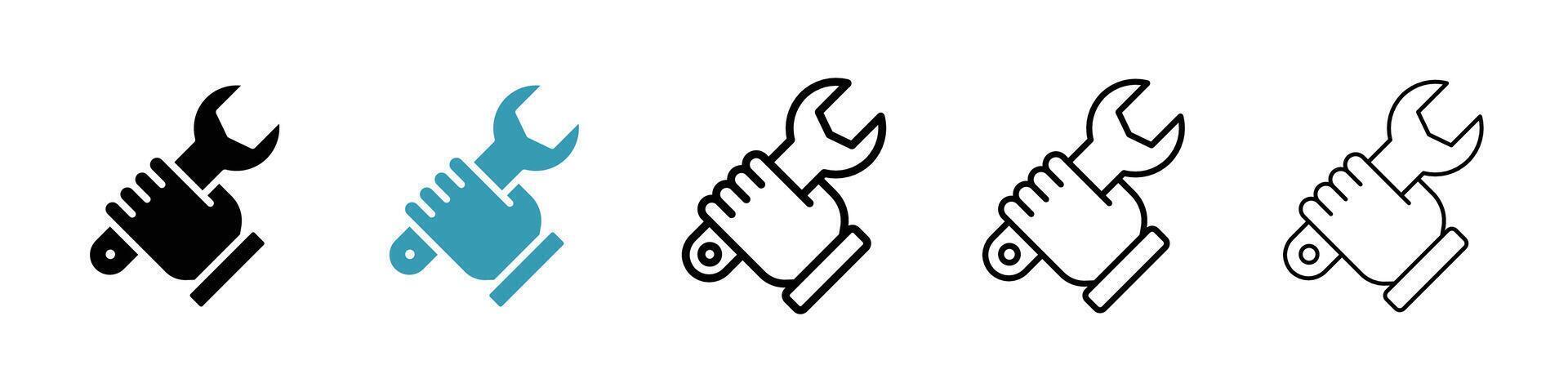 Spanner in hand icon vector