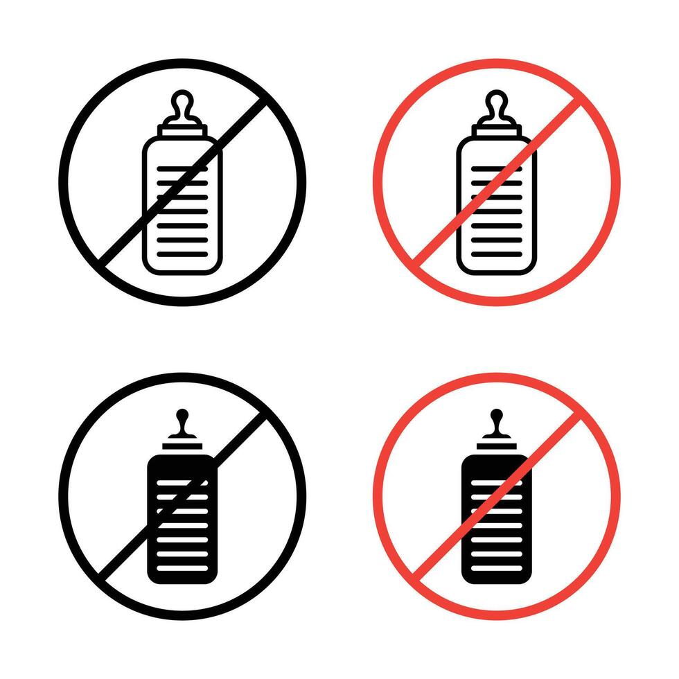 Feeding bottle forbidden icon vector