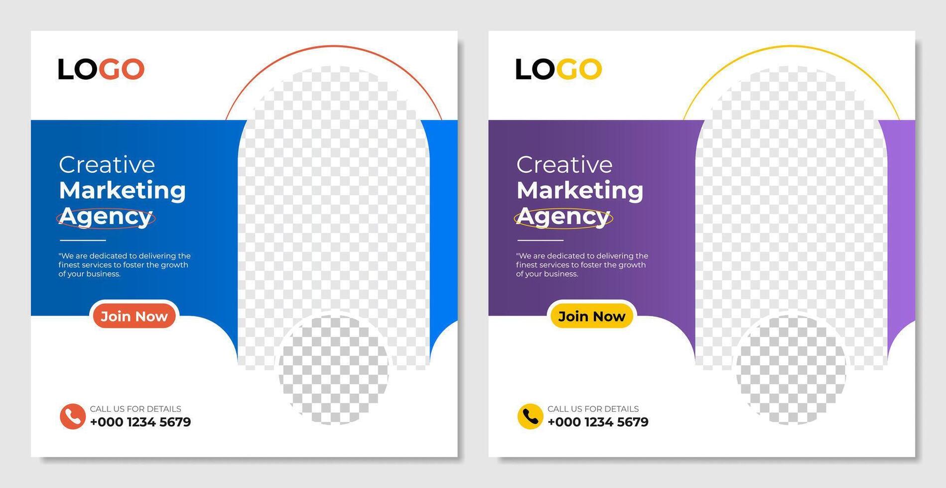 Creative marketing agency social media post design web banner template vector