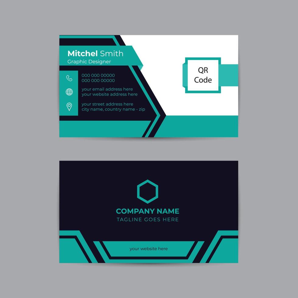 Double-sided creative Free vector simple and minimal business card template, Portrait and landscape orientation, Horizontal and vertical layout, Clean Design Business Card Layout. Vector illustration