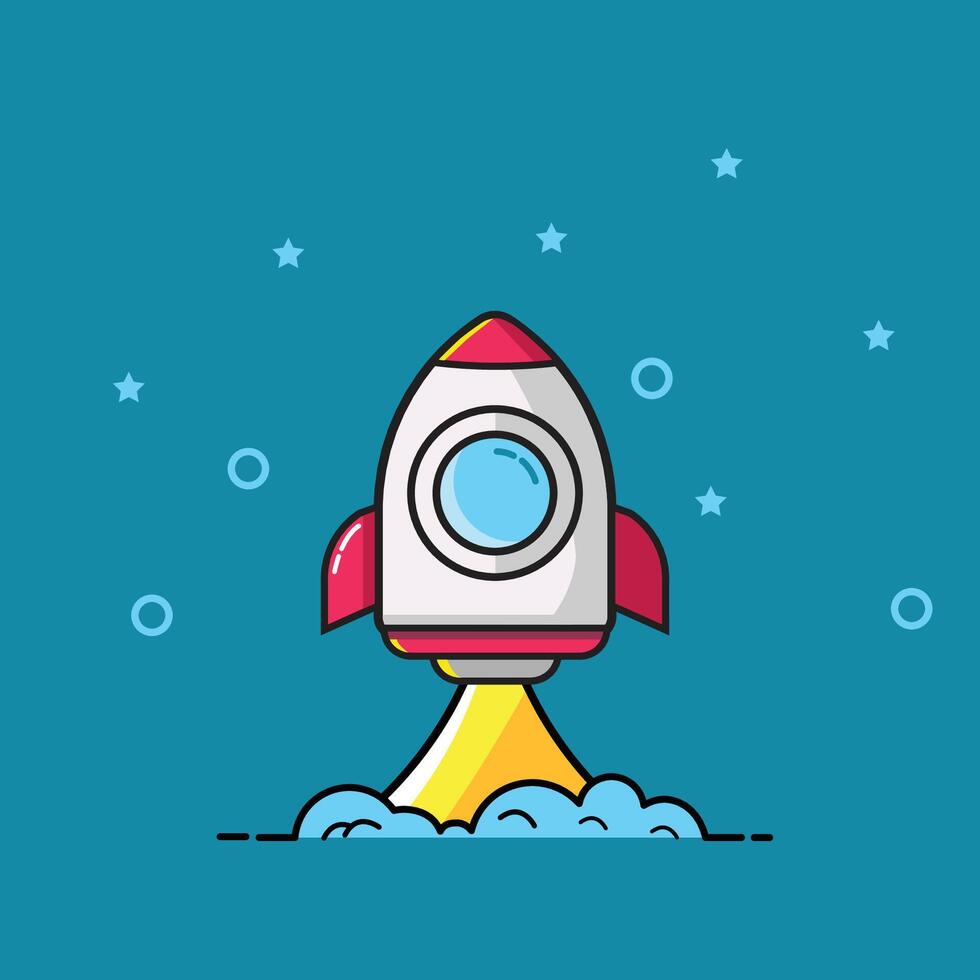 Cartoon Red Rocket illustration vector