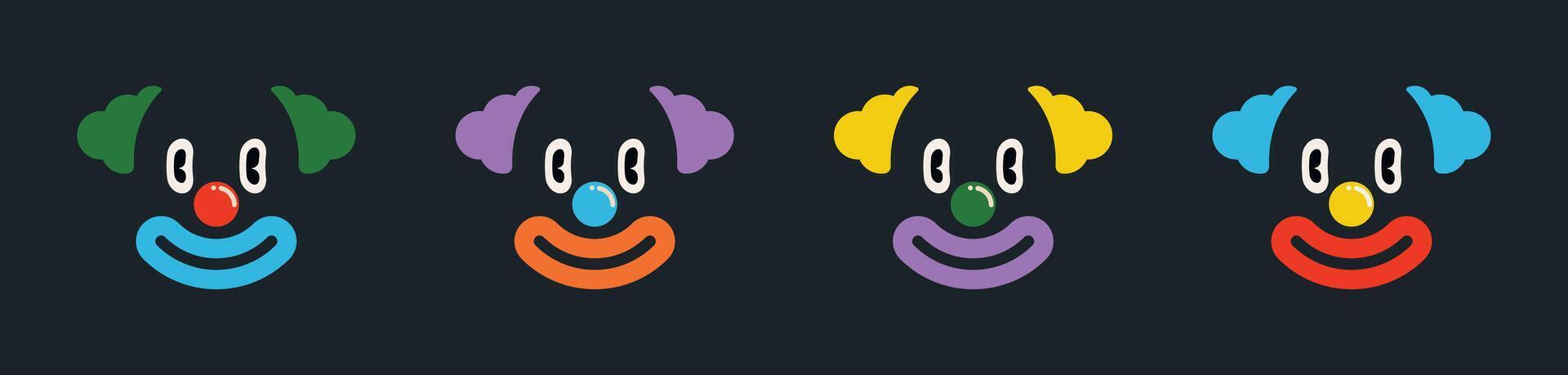 Clown face icons set. Abstract modern pop simple characters vector illustration.