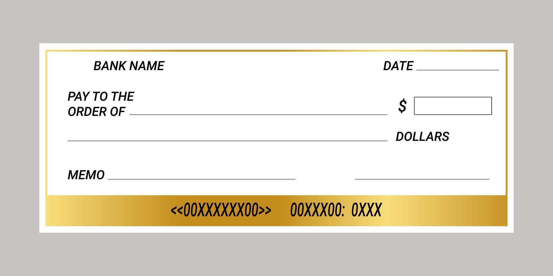 Blank money check, blank bank check template. Bank checkbook background. vector