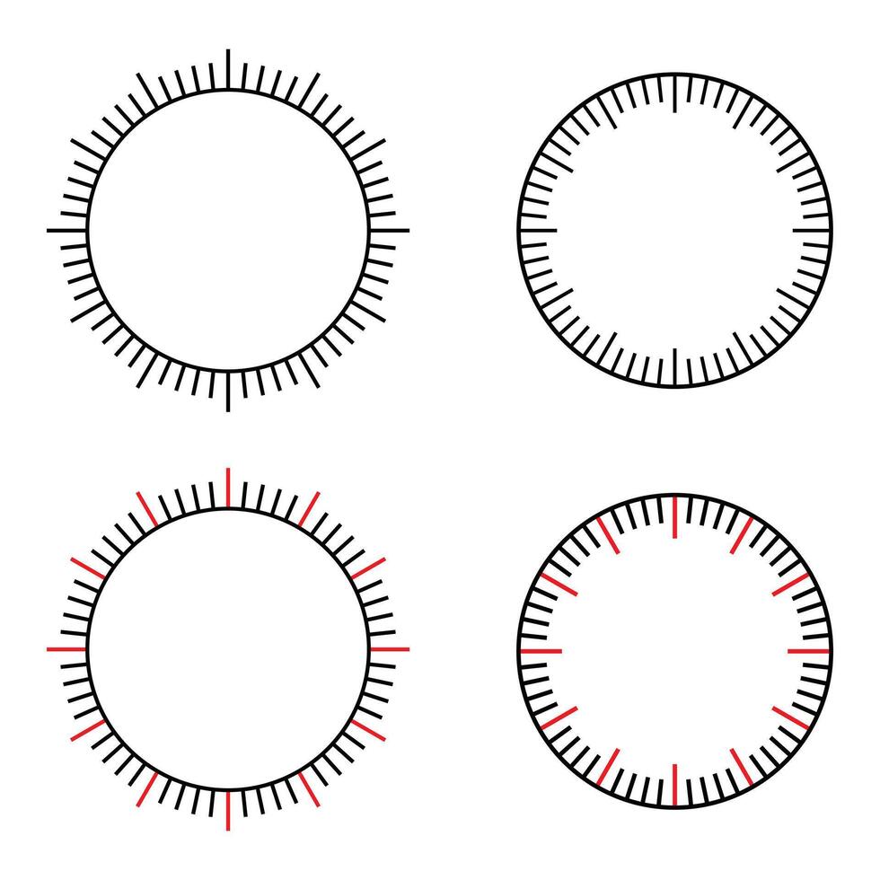dividido dentro minutos y segundos redondo metro escala blanco mecánico reloj rostro. vector