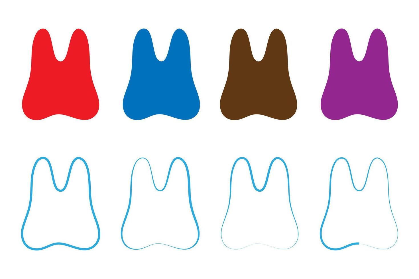 Collection of teeth icons in flat and line art style vectors. vector