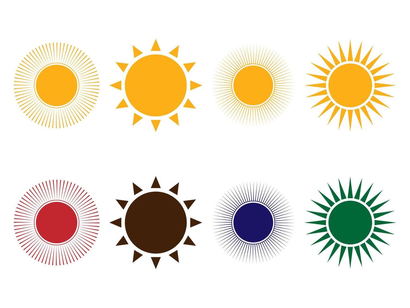 Sun icon flat style sunset summer heat icon vector. vector