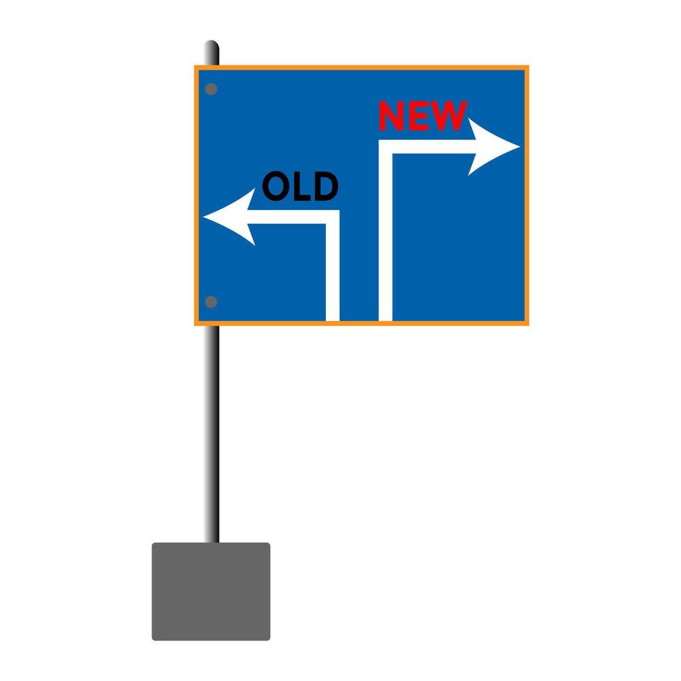 New way vs Old way arrows sign vector illustration.