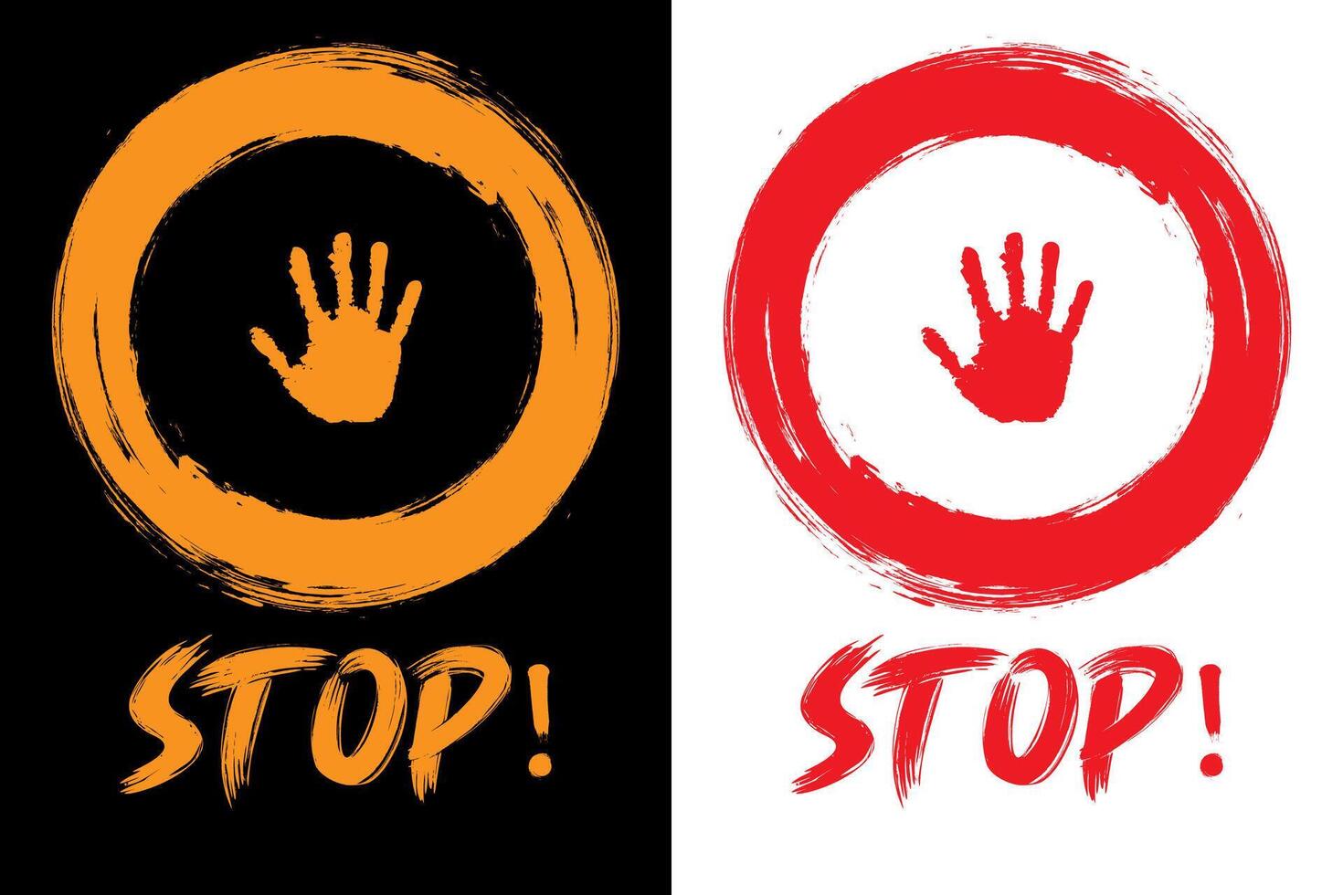 Prohibition hand stop sign, warning symbol vector illustration.