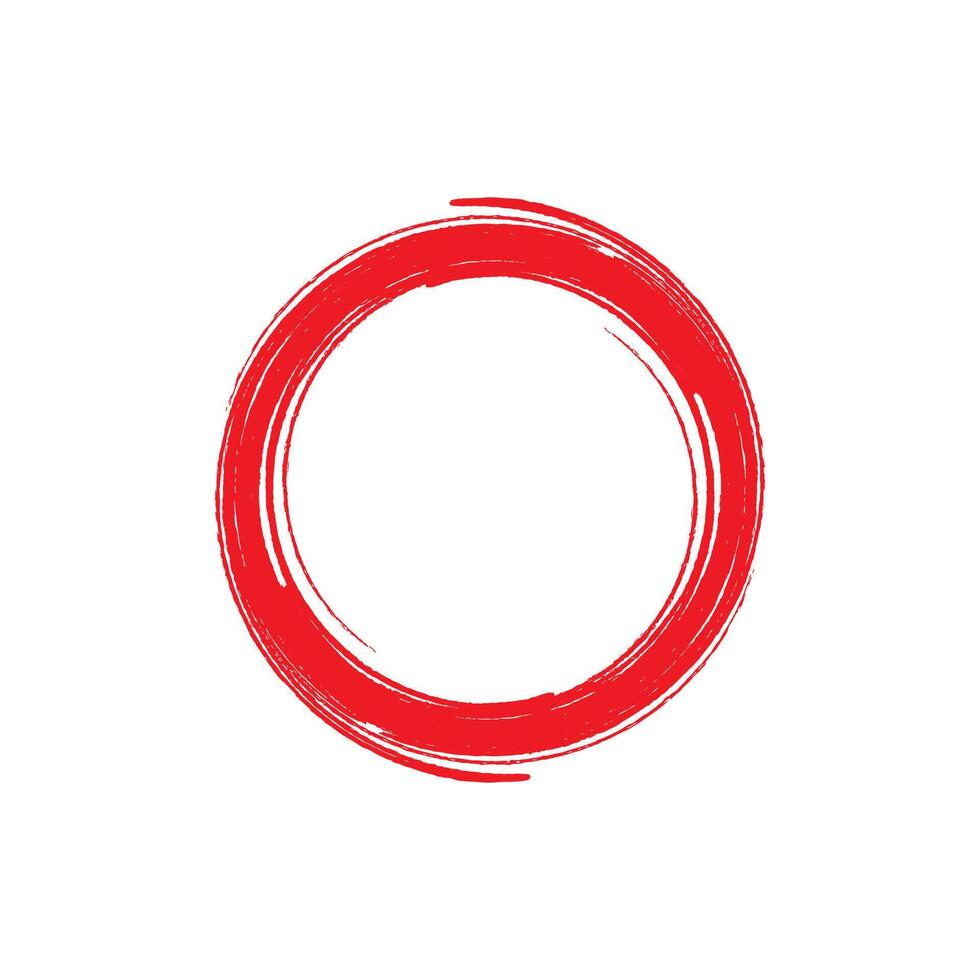 Enso zen stroke red circle japanese brush symbol vector illustration.