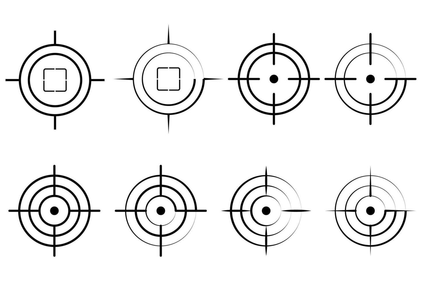 Target destination icon set. Focus cursor bullseye mark collection. vector