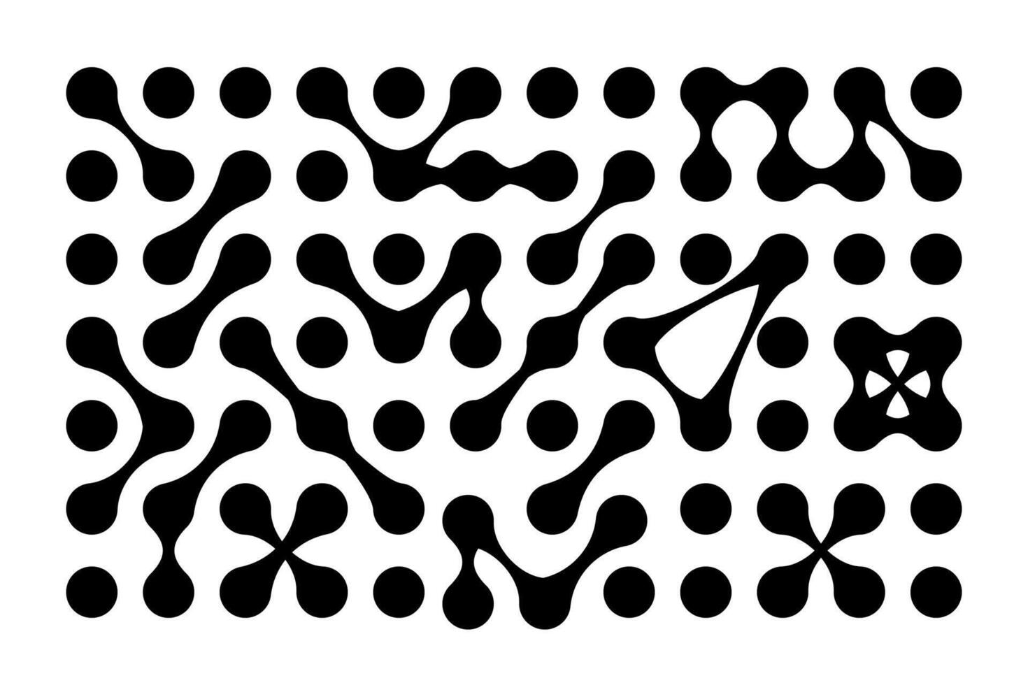 Abstract point movement connected round blobs transition metaballs. vector