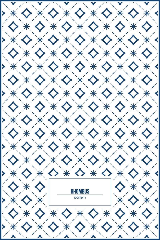 unique batik pattern of cute blue rhombus shape vector