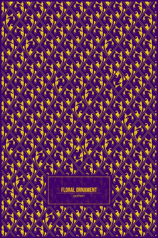 beautiful floral ornaments inside rhombus shape pattern with dark purple background vector