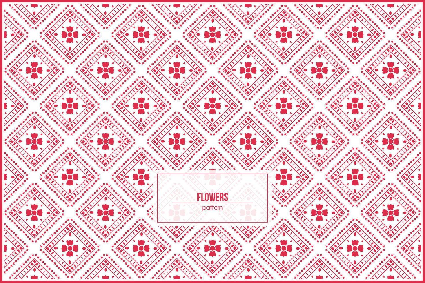 hermosa rojo flores modelo dentro rombo vector