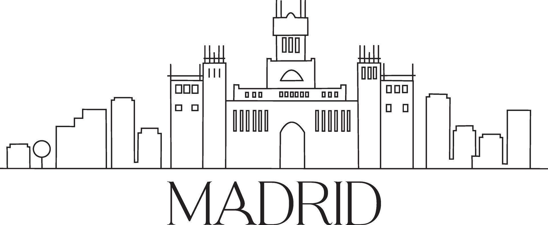 Madrid City Line Draw Free Vector