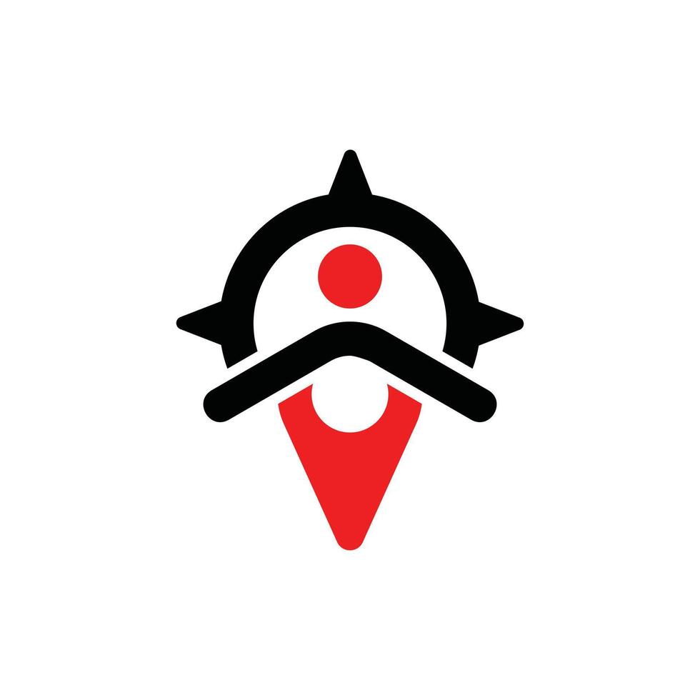 Human Pin Compass modern logo, logo for community, people, team, illustration design template vector