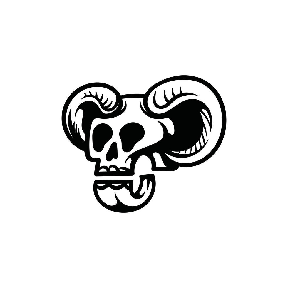 Skull Head With Horn vector illustration logo design, element graphic illustration template