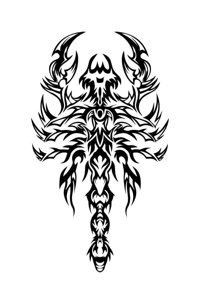 scorpion tribal tattoo black and white design vector